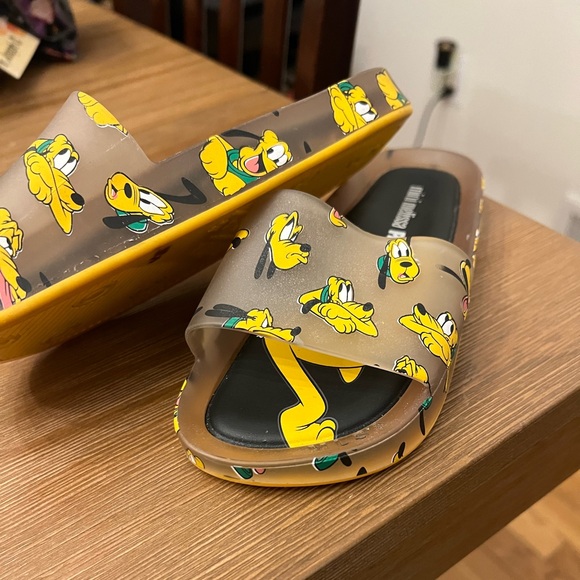 Mini Melissa Slide + Mickey And Friends III Pluto Clear Beige toddler 12 unisex - Picture 3 of 5